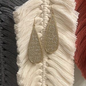 Elegant Gold & Silver Sparkling Filigree Teardrop Earrings